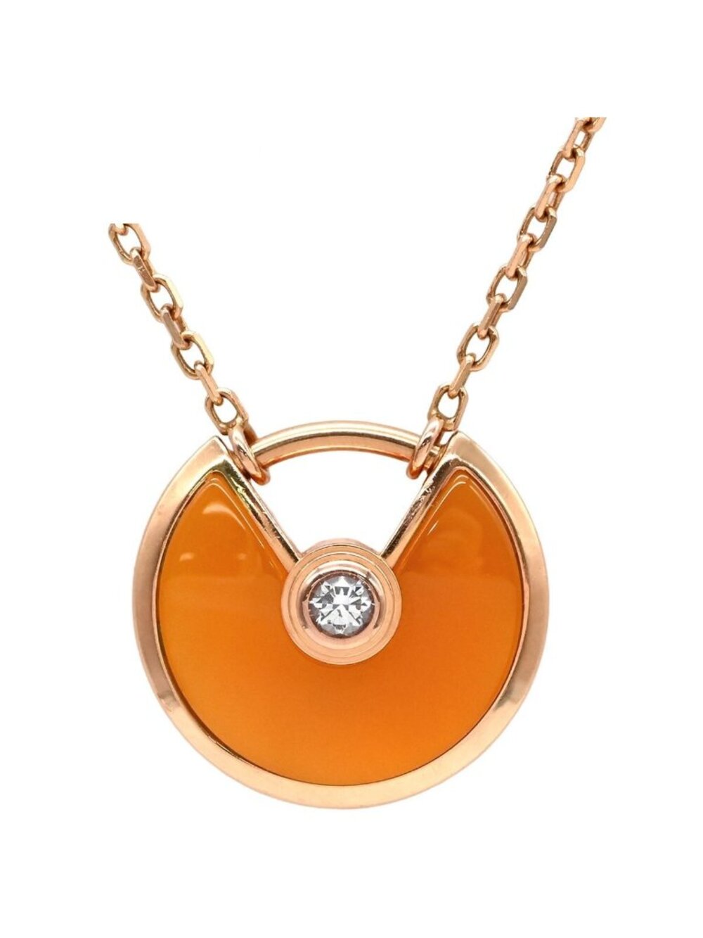 Cartier Necklace Amulette de Cartier XS Orange Pink Gold PG 18k Diamond